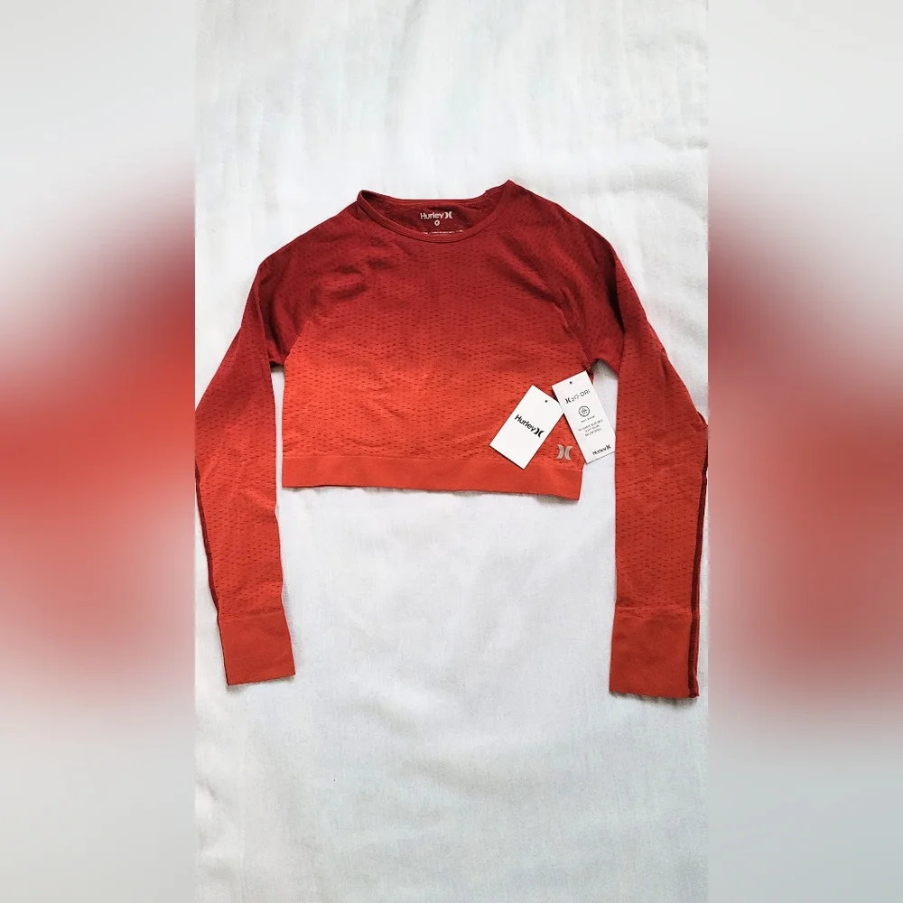 NWT! Seamless Workout/Yoga Hurley Long Sleeve Women's Fitness Crop Top Medium - Picture 3 of 16